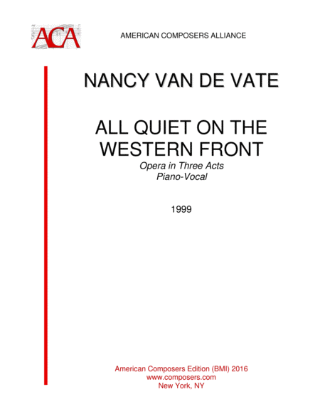 Van De Vate All Quiet On The Western Front Piano Reduction Sheet Music