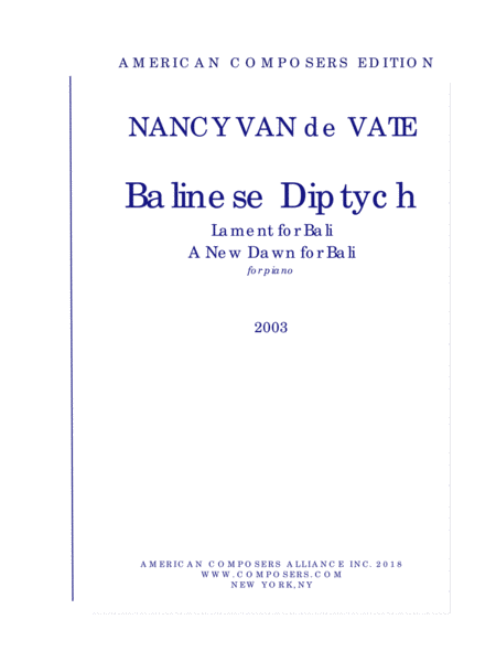 Free Sheet Music Van De Vate Balinese Diptych