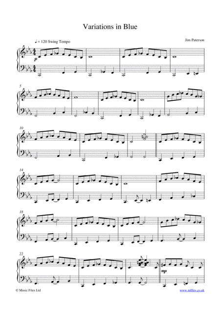 Free Sheet Music Variations In Blue