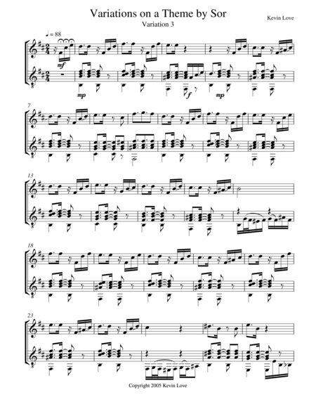 Free Sheet Music Variations On A Theme By Sor Violin And Guitar Var 3