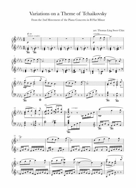 Free Sheet Music Variations On A Theme From Tchaikovsky From Piano Concerto In B Flat Minor