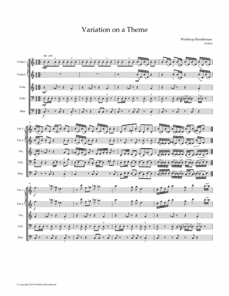 Free Sheet Music Variations On A Theme