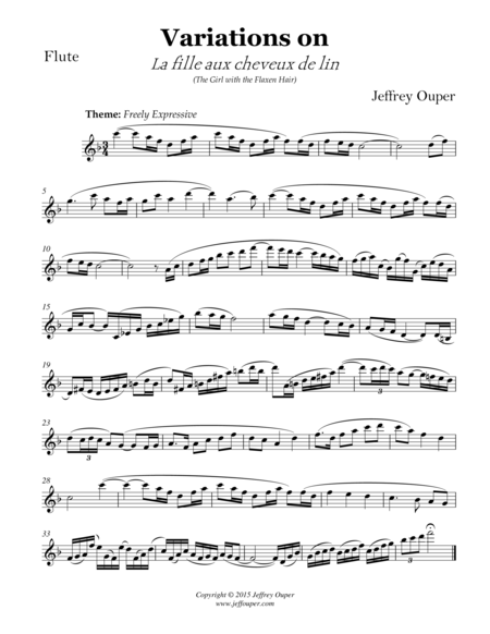 Free Sheet Music Variations On Debussys The Girl With The Flaxen Hair For Solo Flute