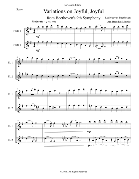 Free Sheet Music Variations On Joyful Joyful