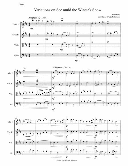 Variations On See Amid The Winter Snow For String Quartet Sheet Music