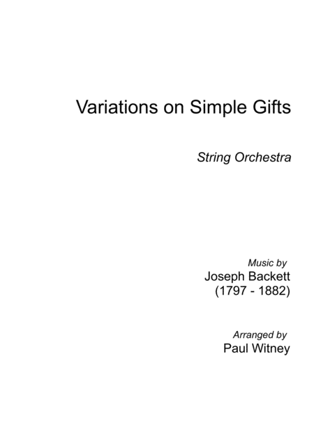 Variations On Simple Gifts For String Orchestra Sheet Music