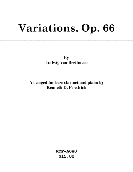 Variations Op 66 Bass Clarinet And Piano Sheet Music