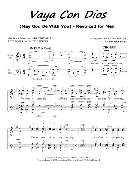 Free Sheet Music Vaya Con Dios May God Be With You