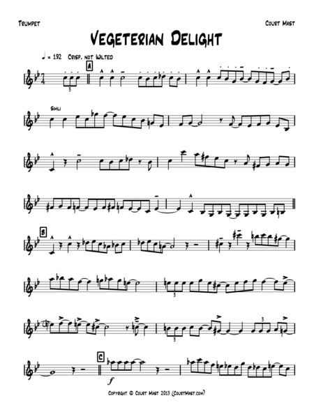 Free Sheet Music Vegetarian Delight Trumpet Solo