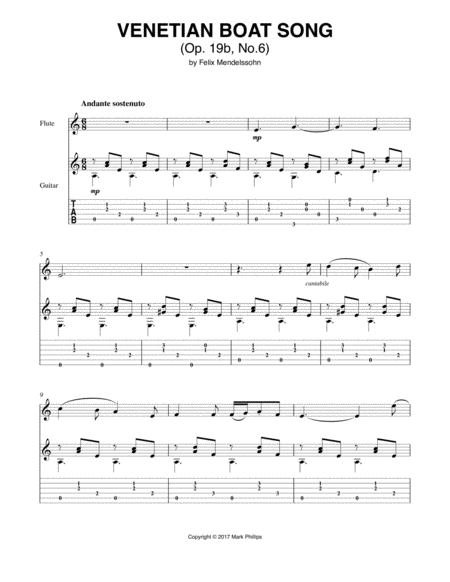 Free Sheet Music Venetian Boat Song Op 19b No 6