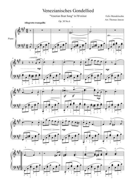 Free Sheet Music Venetianisches Gondellied Op 30 No 6