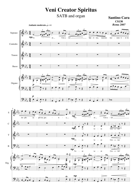 Free Sheet Music Veni Creator Spiritus Choir Satb And Organ