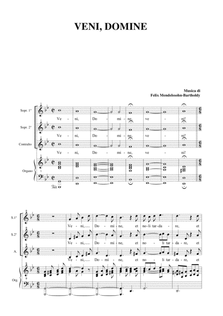 Veni Domine For Ssa Choir And Organ Sheet Music