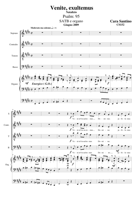 Venite Exsultemus Choir Satb And Organ Sheet Music