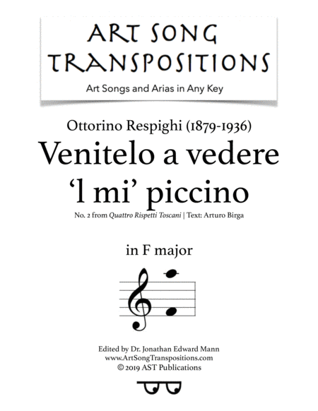 Venitelo A Vedere L Mi Piccino F Major Sheet Music