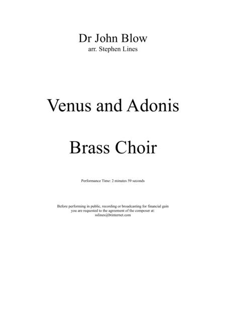 Venus And Adonis For Brass Choir Sheet Music