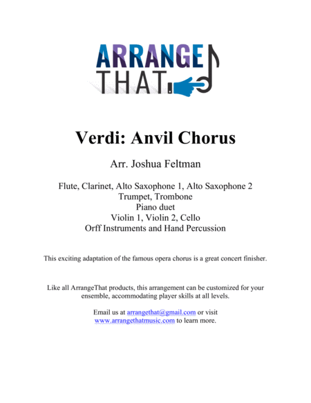 Free Sheet Music Verdi Anvil Chorus Elementary