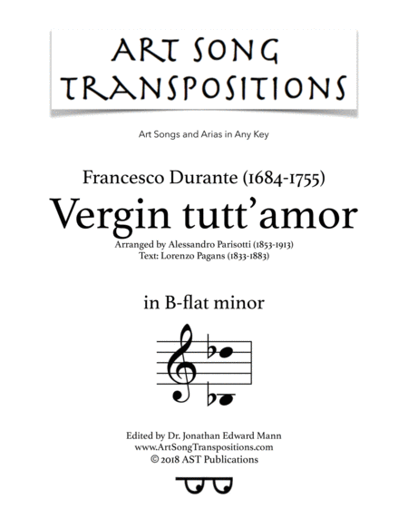 Vergin Tutt Amor B Flat Minor Sheet Music