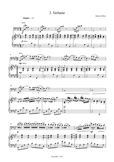 Free Sheet Music Verlaine For Cello And Piano