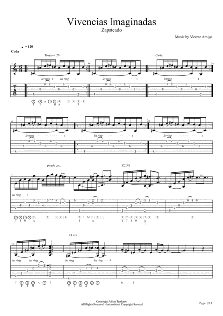 Vicente Amigo Vivencias Imaginadas 7 Vivencias Imaginadas Sheet Music