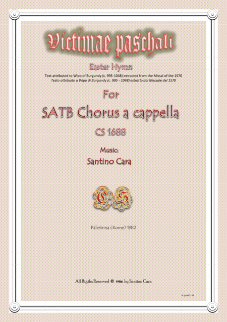 Free Sheet Music Victimae Paschali Easter Hymn For Satb Choir A Cappella