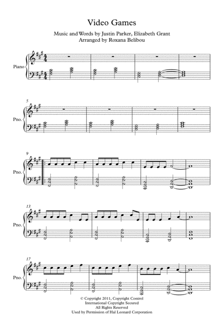 Video Games By Lana Del Rey Piano Sheet Music