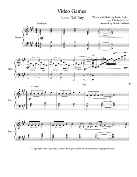 Video Games Piano Solo Sheet Music