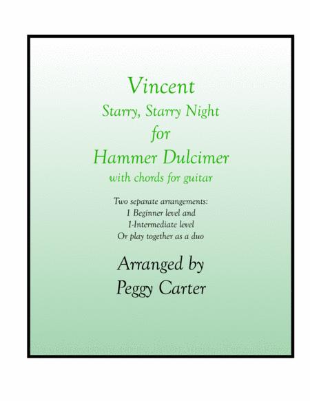 Vincent Starry Starry Night Hammer Dulcimer Solo Sheet Music