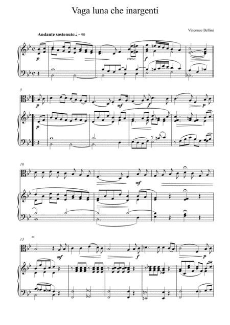 Vincenzo Bellini Vaga Luna Che Inargenti Viola Solo Sheet Music