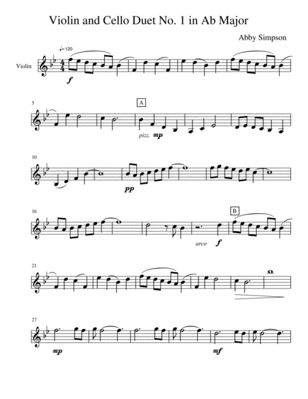 Violin And Cello Duet In Ab Major Sheet Music