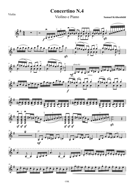 Violin Concertino N 4 Violin Part Sheet Music