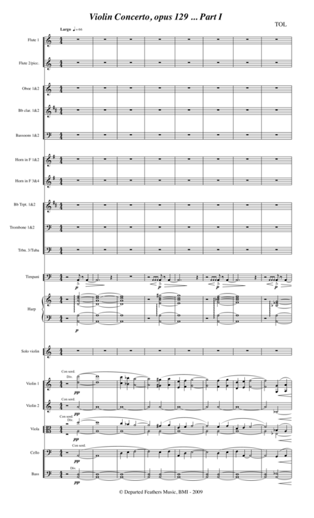 Violin Concerto Opus 129 2009 Part 1 Sheet Music