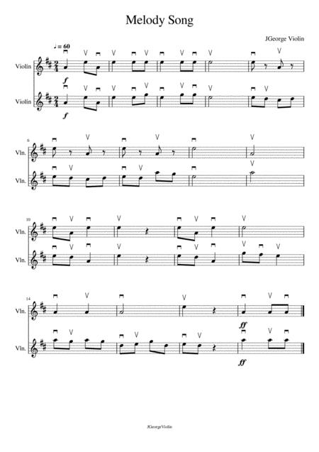 Violin Melody Song Open Strings Duo Violin Sheet Music