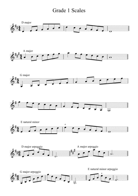 Free Sheet Music Violin Scales Grade 1 2 3