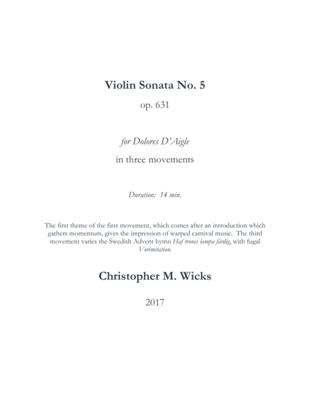 Violin Sonata No 5 Sheet Music