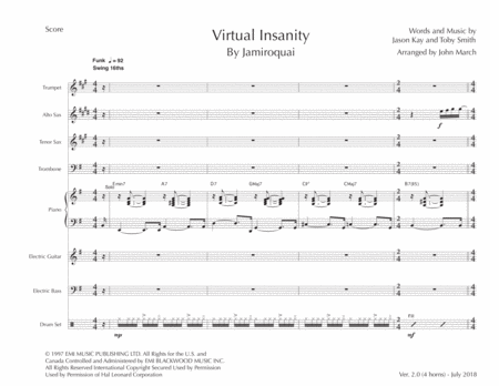 Free Sheet Music Virtual Insanity Instrumental