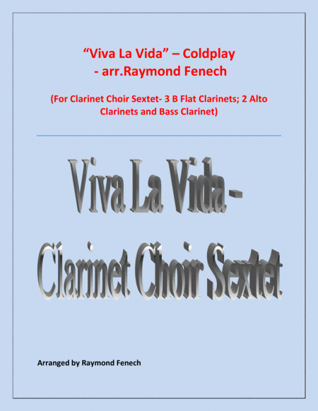 Viva La Vida Coldplay Clarinet Choir Sextet With Optional Drum Set Sheet Music