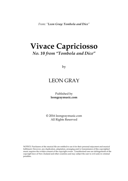 Vivace Capriciosso Tombola And Dice No 10 Leon Gray Sheet Music