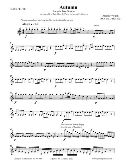 Vivaldi Autumn From The Four Seasons For Bass Flute Piano Sheet Music