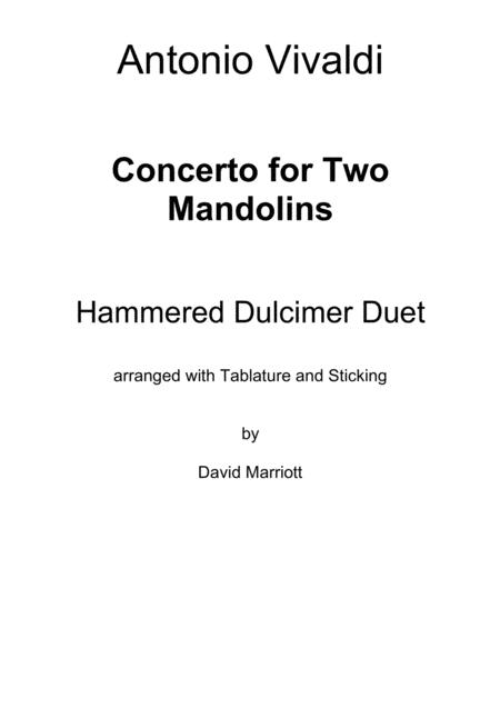 Free Sheet Music Vivaldi Concerto For Two Mandolins Arranged As A Duet For Two Hammered Dulcimers With Tablature And Sticking