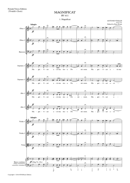 Vivaldi Magnificat In G Minor Rv611 Sa Soli Ssaa Choir Full Score And Parts Sheet Music