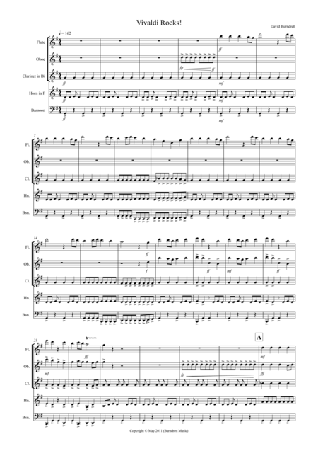 Vivaldi Rocks For Wind Quintet Sheet Music