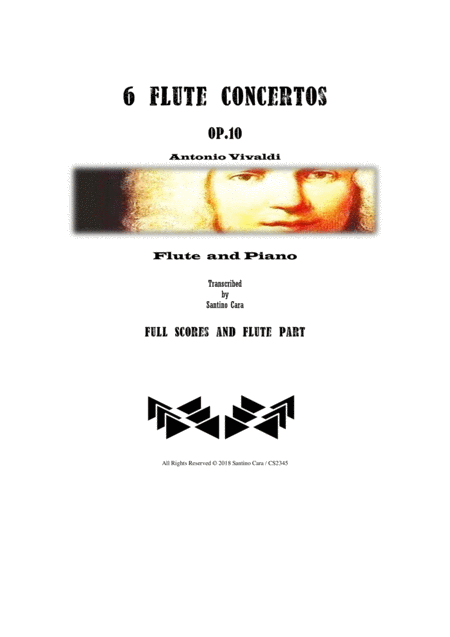 Vivaldi Six Flute Concertos Op 10 For Flute And Piano Full Scores And Flute Part Sheet Music