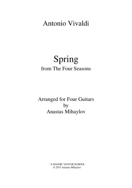 Free Sheet Music Vivaldi Spring Arr For Guitar Quartet