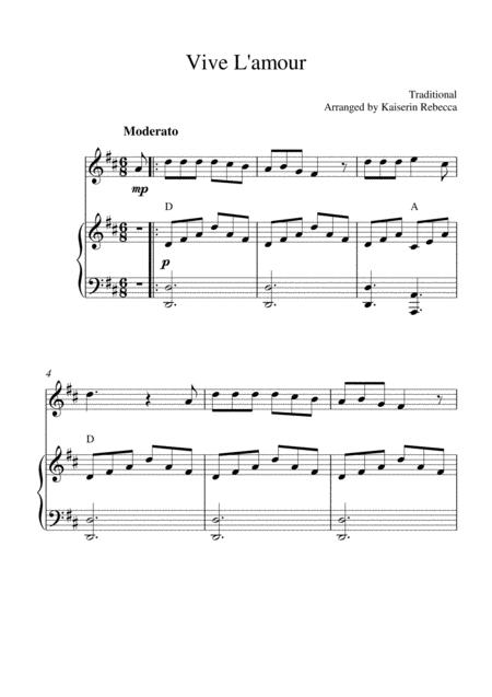 Free Sheet Music Vive L Amour Violin Solo And Piano Accompaniment With Chords