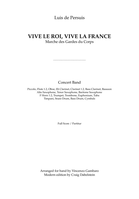 Vive Le Roi Vive La France Sheet Music