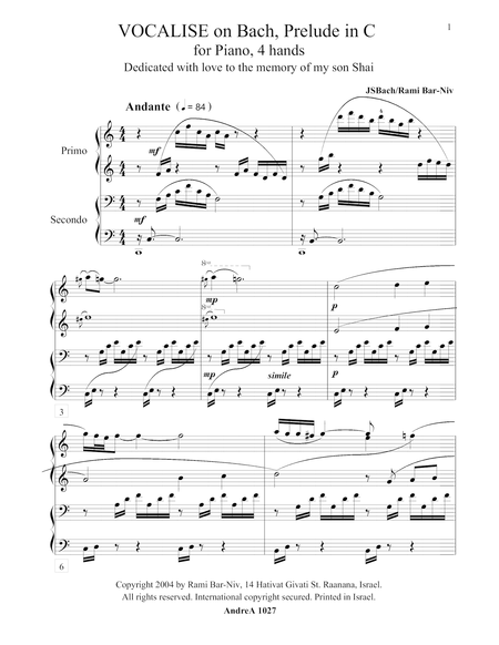 Vocalise Duet On Bach Prelude In C Sheet Music