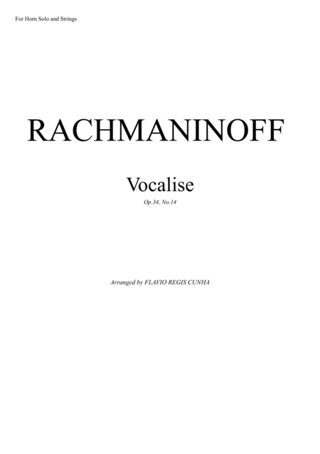 Free Sheet Music Vocalise For Horn Solo And String Orchestra