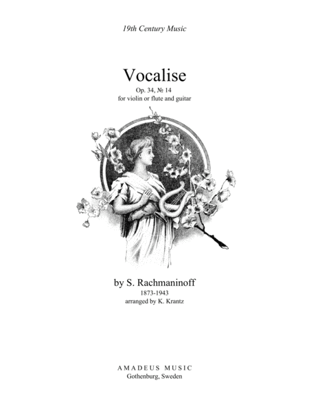 Free Sheet Music Vocalise Op 34 For Flute Or Violin And Guitar