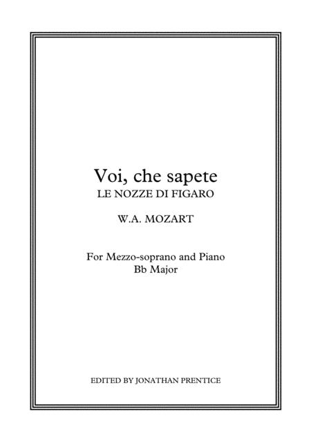 Voi Che Sapete Le Nozze Di Figaro Bb Major Sheet Music